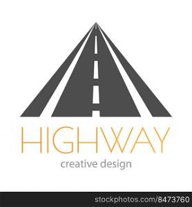 Highway. Template for a logo, label, brand or sticker of a transport company. Vector illustration for a website, application, company and creative idea. Flat style