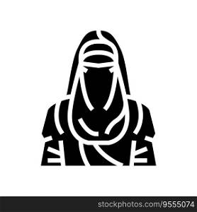 hijab headscarf islam glyph icon vector. hijab headscarf islam sign. isolated symbol illustration. hijab headscarf islam glyph icon vector illustration