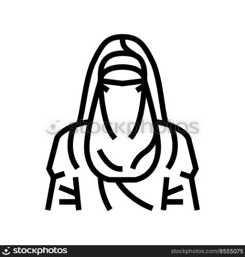 hijab headscarf islam line icon vector. hijab headscarf islam sign. isolated contour symbol black illustration. hijab headscarf islam line icon vector illustration