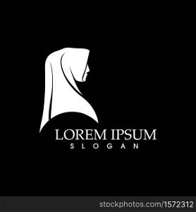 Hijab logo black background vector