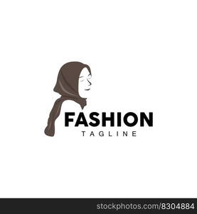 Hijab Logo, Islamic Women Fashion Simple Design, Muslim Clothing Vector, Icon, Symbol, Illustration