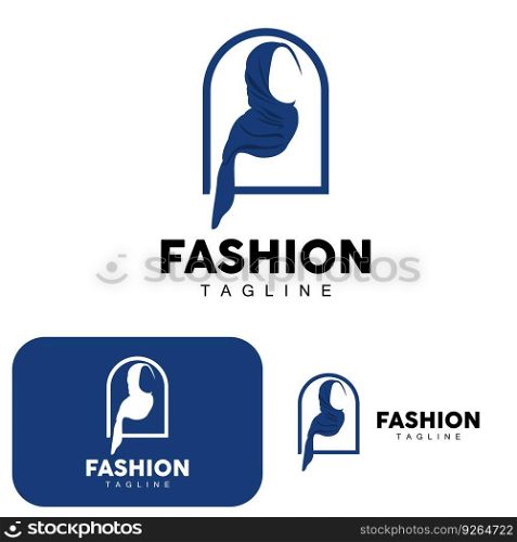 Hijab Logo, Islamic Women Fashion Simple Design, Muslim Clothing Vector, Icon, Symbol, Illustration