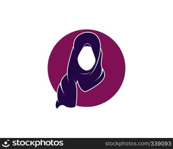 hijab logo vector,culture of woman muslim fashion design