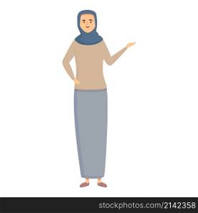 Hijab teacher icon cartoon vector. Muslim school. Arab education. Hijab teacher icon cartoon vector. Muslim school