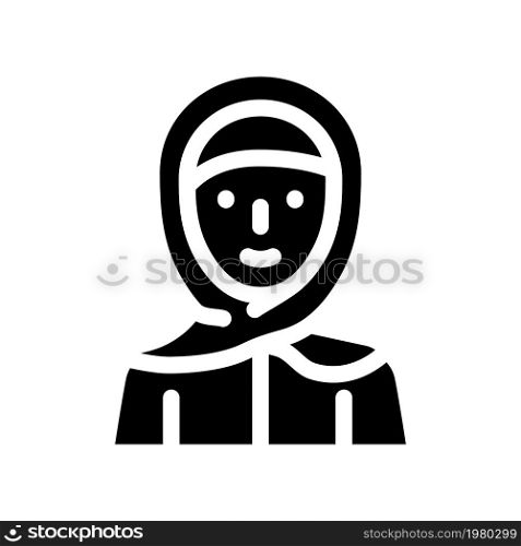 hijab woman clothing glyph icon vector. hijab woman clothing sign. isolated contour symbol black illustration. hijab woman clothing glyph icon vector illustration