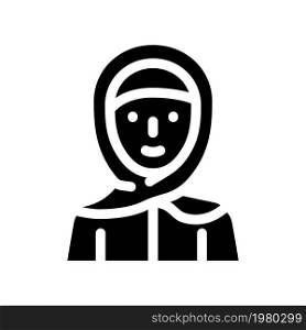 hijab woman clothing glyph icon vector. hijab woman clothing sign. isolated contour symbol black illustration. hijab woman clothing glyph icon vector illustration