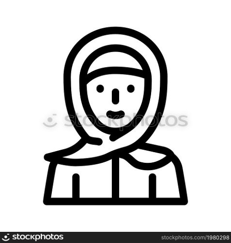 hijab woman clothing line icon vector. hijab woman clothing sign. isolated contour symbol black illustration. hijab woman clothing line icon vector illustration