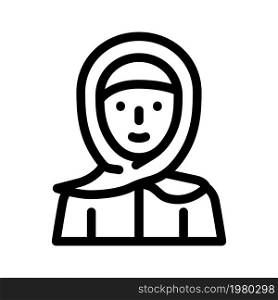 hijab woman clothing line icon vector. hijab woman clothing sign. isolated contour symbol black illustration. hijab woman clothing line icon vector illustration