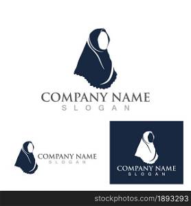 Hijab women Muslim logo vector