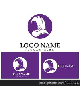 Hijab women muslim logo vector template
