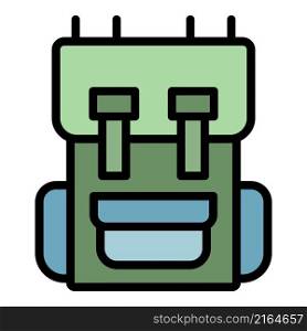 Hiking backpack icon. Outline hiking backpack vector icon color flat isolated. Hiking backpack icon color outline vector