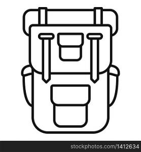 Hiking backpack icon. Outline hiking backpack vector icon for web design isolated on white background. Hiking backpack icon, outline style