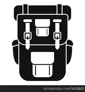 Hiking backpack icon. Simple illustration of hiking backpack vector icon for web design isolated on white background. Hiking backpack icon, simple style