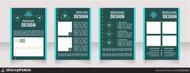 Hiking blank brochure design. Template set with copy space for text. Premade corporate reports collection. Editable 4 paper pages. Bahnschrift SemiLight, Bold SemiCondensed, Arial Regular fonts used. Hiking blank brochure design