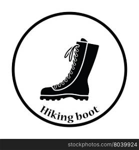 Hiking boot icon. Thin circle design. Vector illustration.