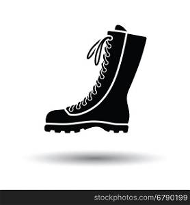 Hiking boot icon. White background with shadow design. Vector illustration.