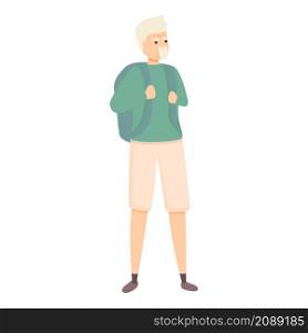 Hiking grandpa icon cartoon vector. Travel senior. Retirement person. Hiking grandpa icon cartoon vector. Travel senior