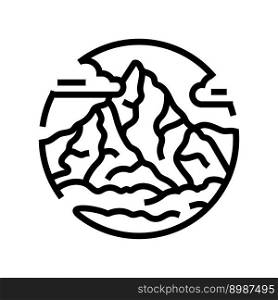 hiking mountain landscape line icon vector. hiking mountain landscape sign. isolated contour symbol black illustration. hiking mountain landscape line icon vector illustration