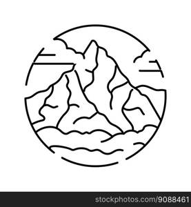 hiking mountain landscape line icon vector. hiking mountain landscape sign. isolated contour symbol black illustration. hiking mountain landscape line icon vector illustration