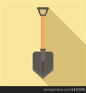 Hiking shovel icon. Flat illustration of hiking shovel vector icon for web design. Hiking shovel icon, flat style