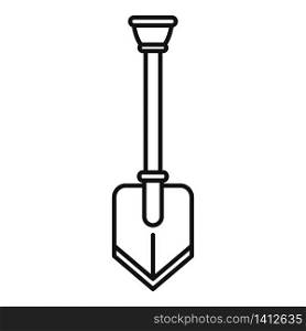 Hiking shovel icon. Outline hiking shovel vector icon for web design isolated on white background. Hiking shovel icon, outline style