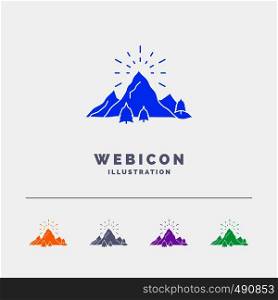 hill, landscape, nature, mountain, fireworks 5 Color Glyph Web Icon Template isolated on white. Vector illustration. Vector EPS10 Abstract Template background
