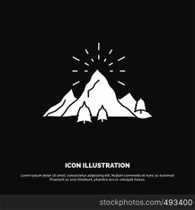 hill, landscape, nature, mountain, fireworks Icon. glyph vector symbol for UI and UX, website or mobile application. Vector EPS10 Abstract Template background