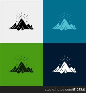 hill, landscape, nature, mountain, fireworks Icon Over Various Background. glyph style design, designed for web and app. Eps 10 vector illustration. Vector EPS10 Abstract Template background