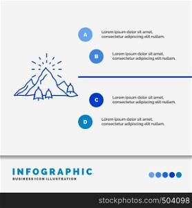 hill, landscape, nature, mountain, fireworks Infographics Template for Website and Presentation. Line Blue icon infographic style vector illustration. Vector EPS10 Abstract Template background