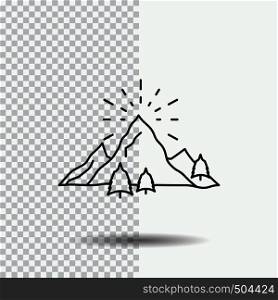 hill, landscape, nature, mountain, fireworks Line Icon on Transparent Background. Black Icon Vector Illustration. Vector EPS10 Abstract Template background