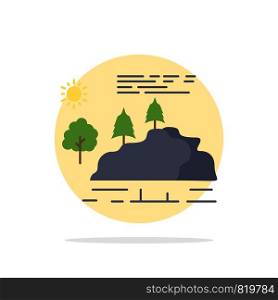 hill, landscape, nature, mountain, rain Flat Color Icon Vector