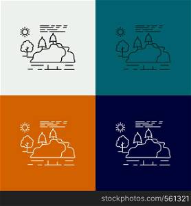 hill, landscape, nature, mountain, rain Icon Over Various Background. Line style design, designed for web and app. Eps 10 vector illustration. Vector EPS10 Abstract Template background