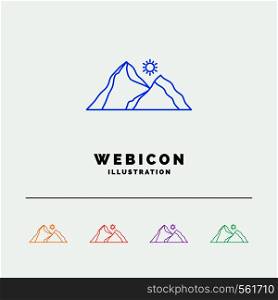 hill, landscape, nature, mountain, scene 5 Color Line Web Icon Template isolated on white. Vector illustration. Vector EPS10 Abstract Template background