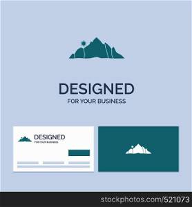 hill, landscape, nature, mountain, scene Business Logo Glyph Icon Symbol for your business. Turquoise Business Cards with Brand logo template.. Vector EPS10 Abstract Template background