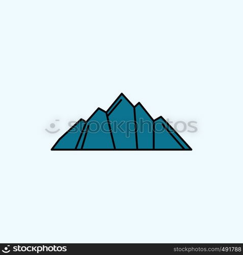 hill, landscape, nature, mountain, scene Flat Icon. green and Yellow sign and symbols for website and Mobile appliation. vector illustration. Vector EPS10 Abstract Template background