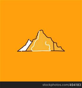 hill, landscape, nature, mountain, scene Flat Line Filled Icon. Beautiful Logo button over yellow background for UI and UX, website or mobile application. Vector EPS10 Abstract Template background