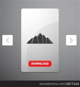 hill, landscape, nature, mountain, scene Glyph Icon in Carousal Pagination Slider Design & Red Download Button