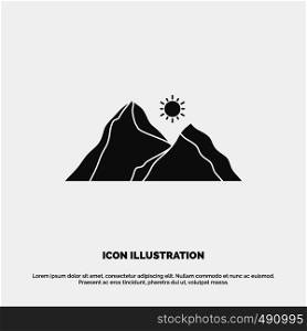 hill, landscape, nature, mountain, scene Icon. glyph vector gray symbol for UI and UX, website or mobile application. Vector EPS10 Abstract Template background