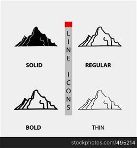 hill, landscape, nature, mountain, scene Icon in Thin, Regular, Bold Line and Glyph Style. Vector illustration. Vector EPS10 Abstract Template background