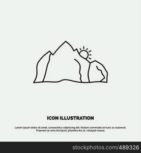 hill, landscape, nature, mountain, scene Icon. Line vector gray symbol for UI and UX, website or mobile application. Vector EPS10 Abstract Template background