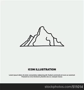 hill, landscape, nature, mountain, scene Icon. Line vector gray symbol for UI and UX, website or mobile application. Vector EPS10 Abstract Template background