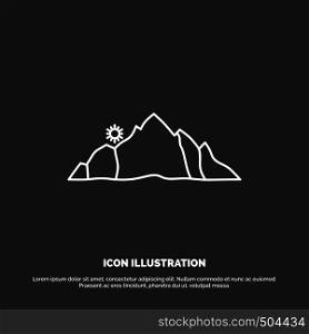 hill, landscape, nature, mountain, scene Icon. Line vector symbol for UI and UX, website or mobile application. Vector EPS10 Abstract Template background