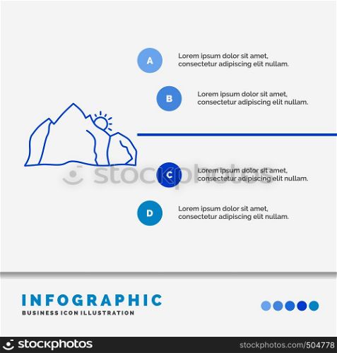 hill, landscape, nature, mountain, scene Infographics Template for Website and Presentation. Line Blue icon infographic style vector illustration. Vector EPS10 Abstract Template background