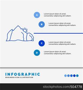 hill, landscape, nature, mountain, scene Infographics Template for Website and Presentation. Line Blue icon infographic style vector illustration. Vector EPS10 Abstract Template background