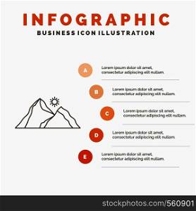 hill, landscape, nature, mountain, scene Infographics Template for Website and Presentation. Line Gray icon with Orange infographic style vector illustration. Vector EPS10 Abstract Template background
