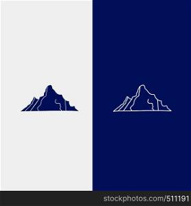hill, landscape, nature, mountain, scene Line and Glyph web Button in Blue color Vertical Banner for UI and UX, website or mobile application. Vector EPS10 Abstract Template background