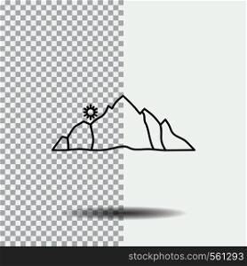 hill, landscape, nature, mountain, scene Line Icon on Transparent Background. Black Icon Vector Illustration. Vector EPS10 Abstract Template background