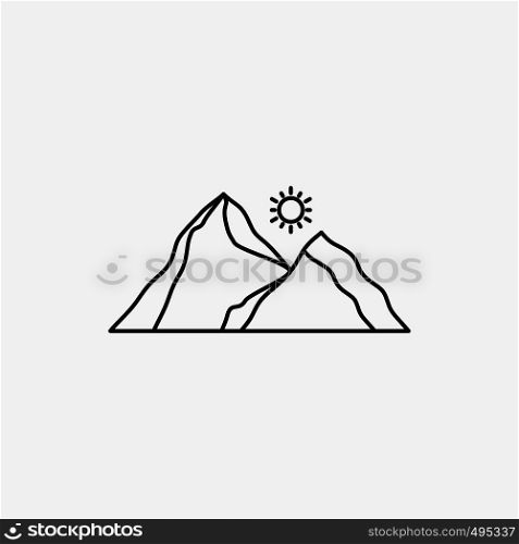 hill, landscape, nature, mountain, scene Line Icon. Vector isolated illustration. Vector EPS10 Abstract Template background