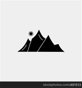 hill, landscape, nature, mountain, sun Glyph Icon. Vector isolated illustration. Vector EPS10 Abstract Template background