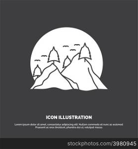 hill, landscape, nature, mountain, sun Icon. glyph vector symbol for UI and UX, website or mobile application